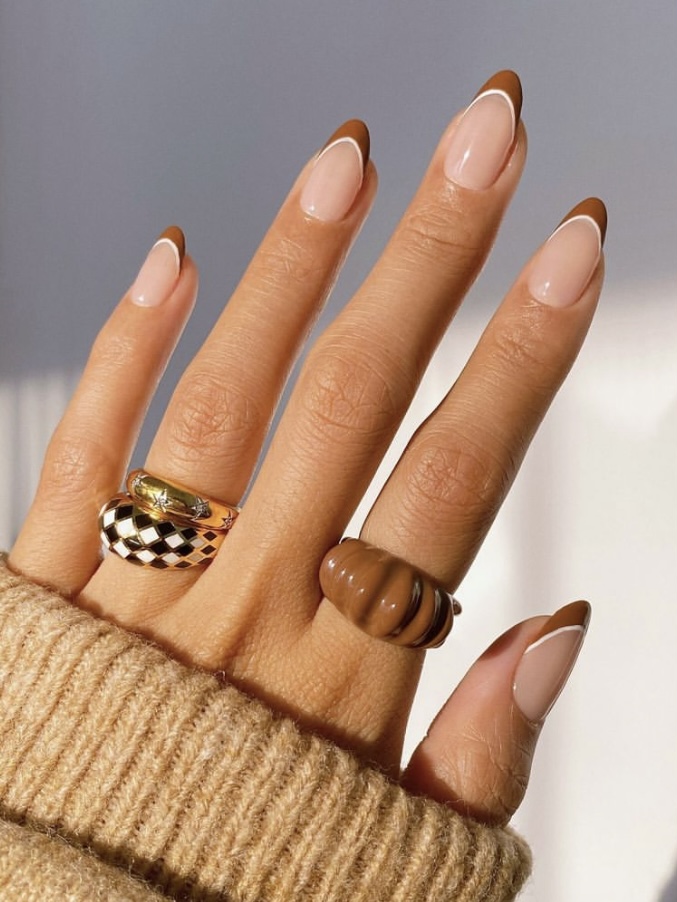 30 Stylish Brown French Tip Nails to Class Up Your Manicure Your